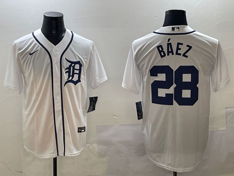 Men Detroit Tigers #28 Baez White Game 2025 Nike MLB Jersey style 1->los angeles dodgers->MLB Jersey